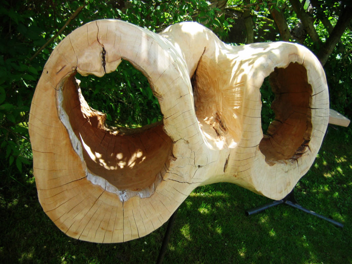 schwebender, doppelter Durchblick, Ahorn, 50x95x46 cm, (ohne Stahldreifuss)