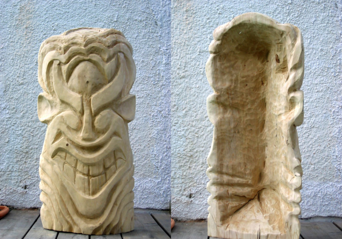 grimmiger Poseidon, Linde, ca. 150x80x20 cm (2009)