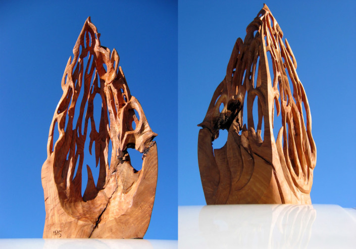 Flammenstruktur, Eiche gebeizt, 60x35x12 cm