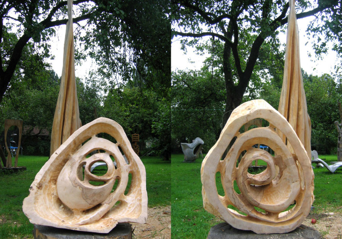 Spiralschale, Ahorn, 60x60x15cm.
