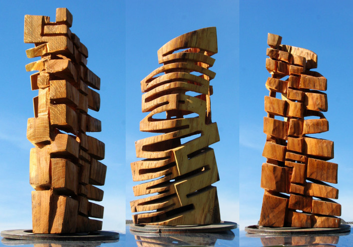 Kandbandtürmchen, Eiche aus der Schwungkantenserie, 55x28x10 cm