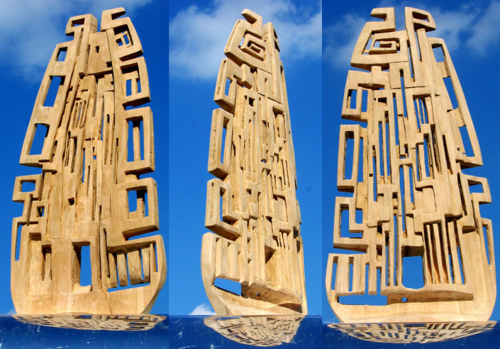 Kantenlabyrinth, Buche, 77x37x7 cm